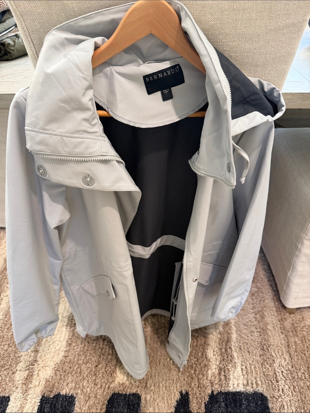 Bernardo Light Gray Waterproof Hooded Trench Coat